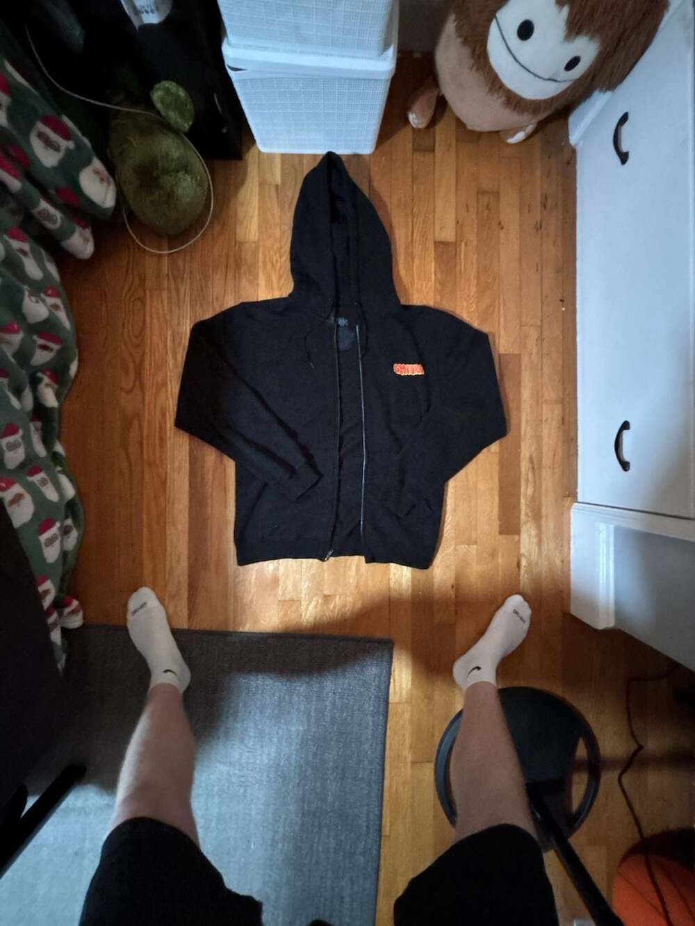 Empyre Black Zip-Up Hoodie with Orange Logo Size M